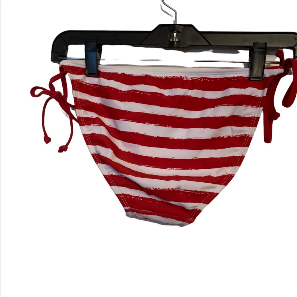 Xhiliration Red White Stripes Pattern Bathing Suit Women Size M